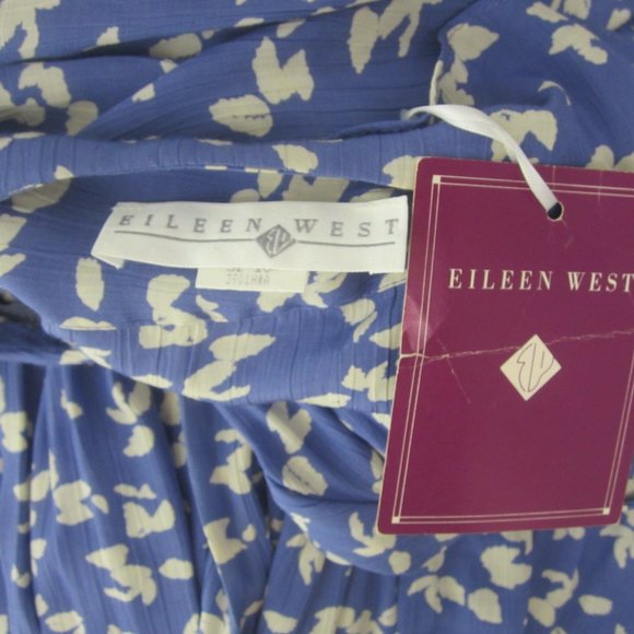 COPY - Vtg EILEEN WEST CottageCore Blue Floral Dress 10 - Picture 8 of 11